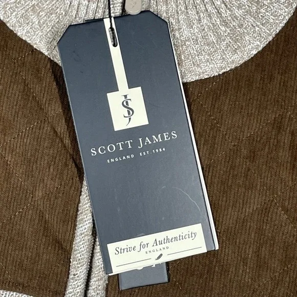 Scott James Mens Full Zip Sweater Jacket Quilted Brown Plaid Fleece Lined New M - Picture 3 of 12